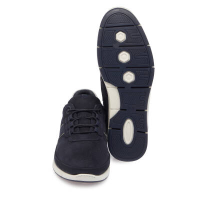  Lacivert Nubuk Deri Erkek Sneaker - E24I1AY56694-C39 - 4