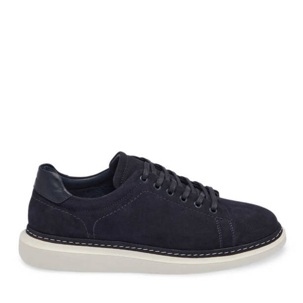 Lacivert Hakiki Nubuk Deri Erkek Sneaker - E24I1AY56806-C39 - Tergan