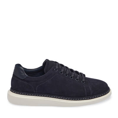  Lacivert Nubuk Deri Erkek Sneaker - E24I1AY56806-C39 - 3