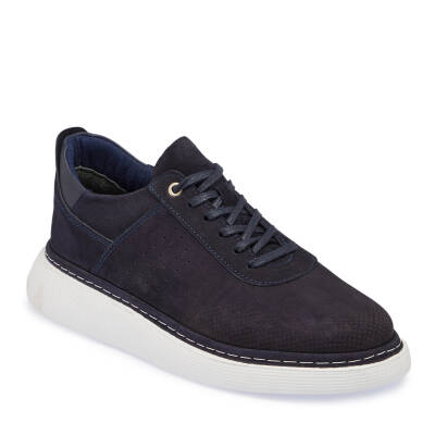 Lacivert Nubuk Deri Erkek Sneaker - E24I1AY56821-C39 