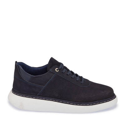  Lacivert Nubuk Deri Erkek Sneaker - E24I1AY56821-C39 - 3