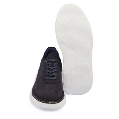  Lacivert Nubuk Deri Erkek Sneaker - E24I1AY56821-C39 - 4