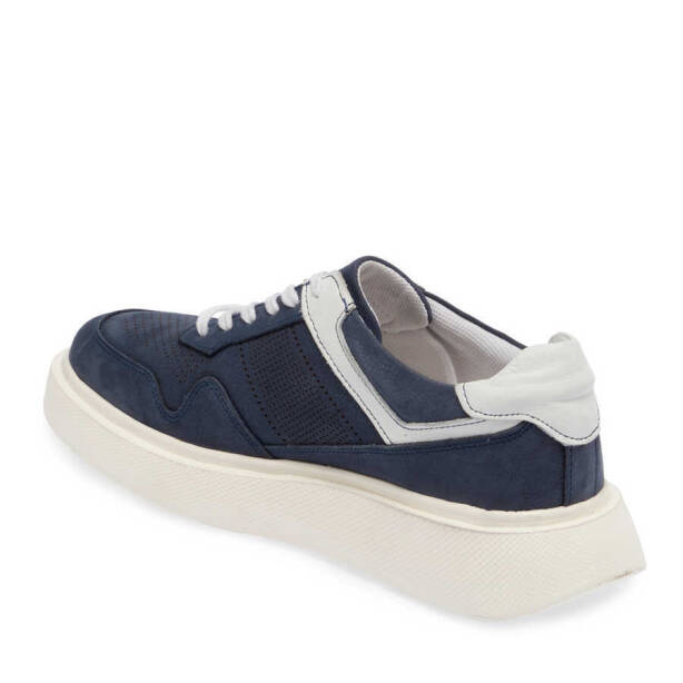 Lacivert Hakiki Nubuk Deri Erkek Sneaker - E24I1AY56854-C39 - 3