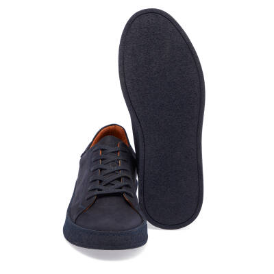  Lacivert Nubuk Deri Erkek Sneaker - E24I1AY56895-C39 - 4