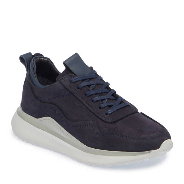 Lacivert Hakiki Nubuk Deri Erkek Sneaker - E24I1AY56912-C39 - Tergan