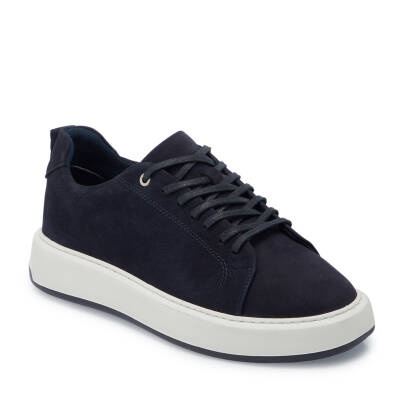 Lacivert Nubuk Deri Erkek Sneaker - E25I1AY57220-C39 - 1