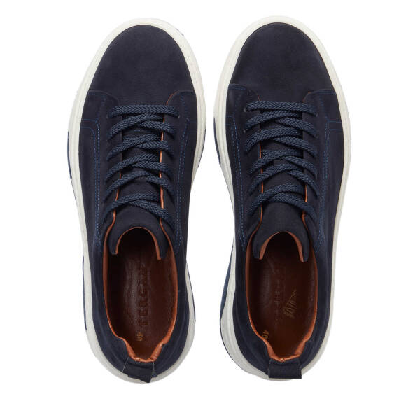 Lacivert Hakiki Nubuk Deri Erkek Sneaker - E25I1AY57231-C39 - 5