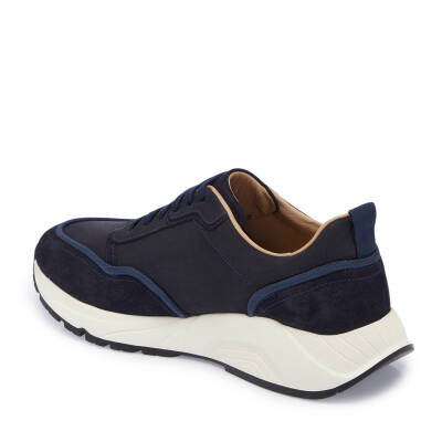 Lacivert Nubuk Deri Erkek Sneaker - E25I1AY57233-U6X - 2