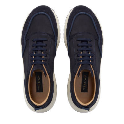 Lacivert Nubuk Deri Erkek Sneaker - E25I1AY57233-U6X - 5