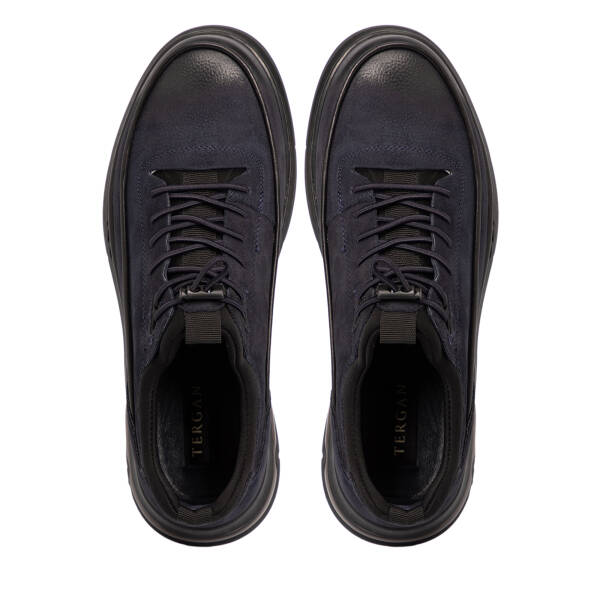 Lacivert Nubuk Deri Erkek Sneaker - E25S1AY57442-C39 - 5