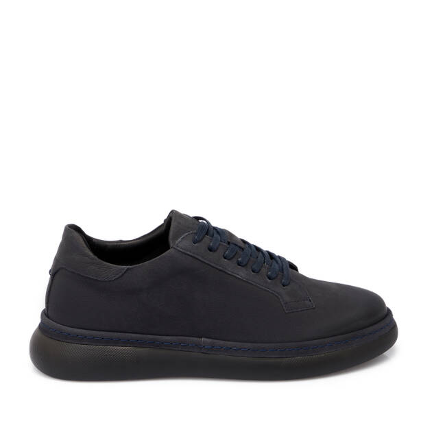 Lacivert Nubuk Deri Erkek Sneaker - E25S1AY57471-C39 - 3