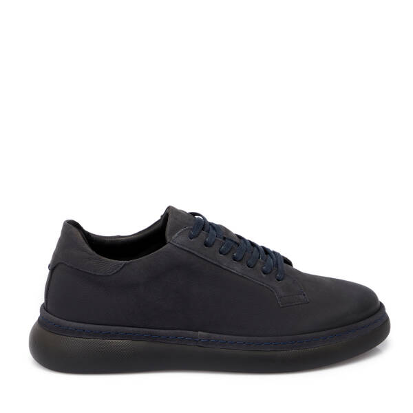 Lacivert Nubuk Deri Erkek Sneaker - E25S1AY57471-C39 - 3