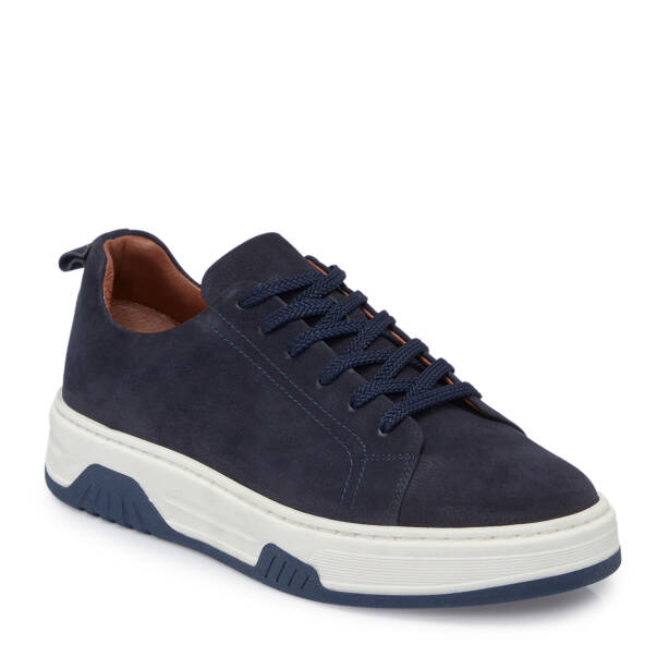 Lacivert Nubuk Deri Erkek Sneaker - E25S1AY57475-C39 - 1