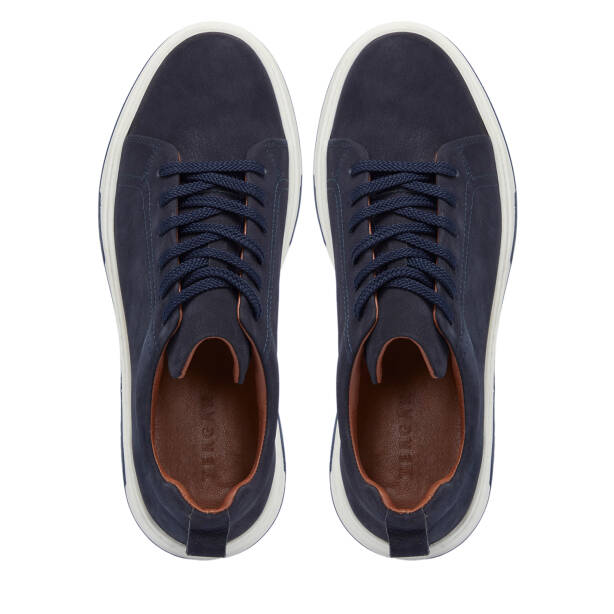 Lacivert Nubuk Deri Erkek Sneaker - E25S1AY57475-C39 - 5