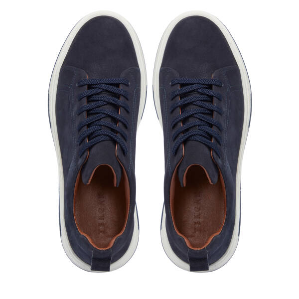 Lacivert Nubuk Deri Erkek Sneaker - E25S1AY57475-C39 - 5