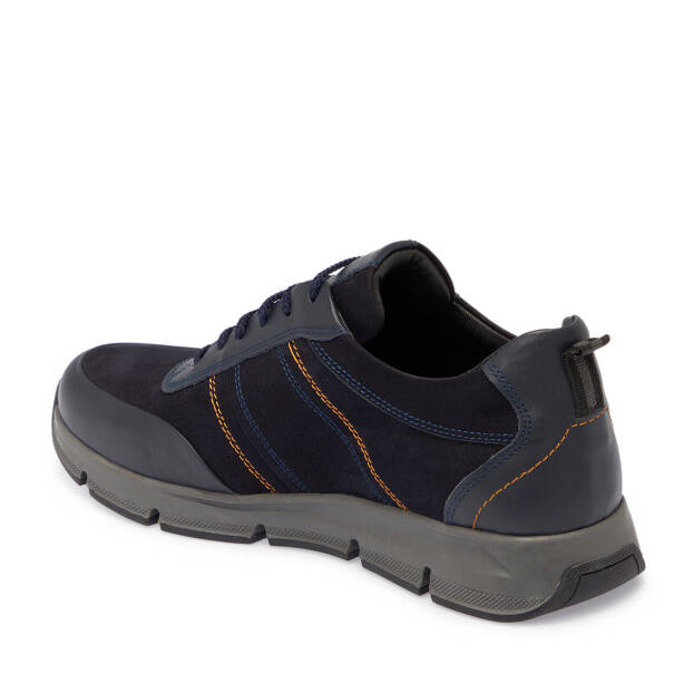 Lacivert Nubuk Deri Erkek Sneaker - E25S1AY57510-C39 - 2
