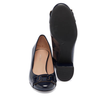  Lacivert Rugan Deri Kadın Topuklu Ayakkabı - K24I1AY67172-C16 - 4