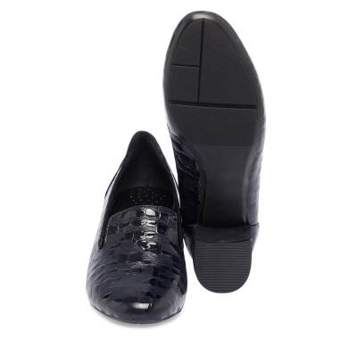 Lacivert Rugan Deri Kadın Topuklu Ayakkabı - K24I1AY67476-C0B - 4