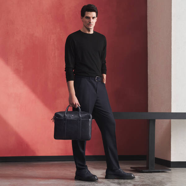 Lacivert Hakiki Süet Deri Erkek Klasik Ayakkabı - E25S1AY57492-D44 - 1