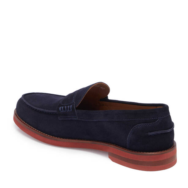 Lacivert Hakiki Süet Deri Erkek Loafer - E25I1AY57208-D44 - 2
