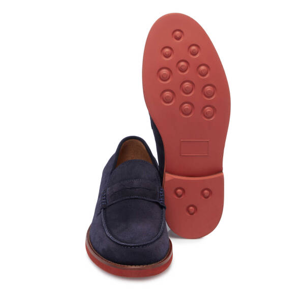 Lacivert Hakiki Süet Deri Erkek Loafer - E25I1AY57208-D44 - 4