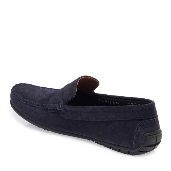 Lacivert Hakiki Süet Deri Erkek Loafer - E25I1AY57298-D44 - 3
