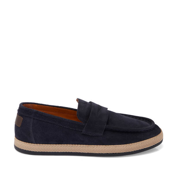 Lacivert Hakiki Süet Deri Erkek Loafer - E25I1AY57330-D44 - 1