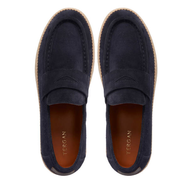 Lacivert Hakiki Süet Deri Erkek Loafer - E25I1AY57330-D44 - 5