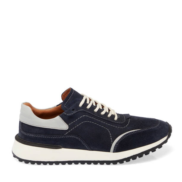 Lacivert Süet Deri Erkek Sneaker - E24I1AY56709-D44 - 3
