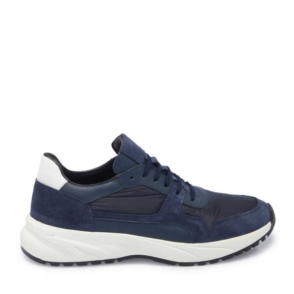 Lacivert Süet Deri Erkek Sneaker - E24I1AY56712-D44 - 1