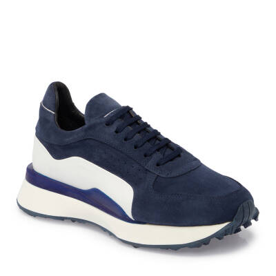 Lacivert Süet Deri Erkek Sneaker - E24I1AY56713-D44 - 1