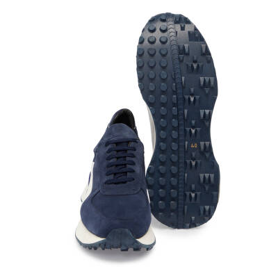 Lacivert Süet Deri Erkek Sneaker - E24I1AY56713-D44 - 4
