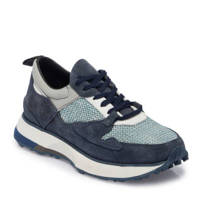  Lacivert Süet Deri Erkek Sneaker - E24I1AY56714-D44 