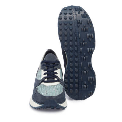  Lacivert Süet Deri Erkek Sneaker - E24I1AY56714-D44 - 4