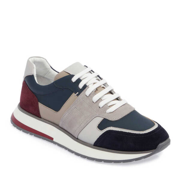 Lacivert Hakiki Süet Deri Erkek Sneaker - E24I1AY56735-D44 - 3