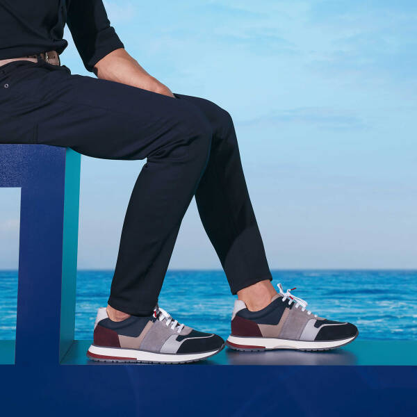 Lacivert Hakiki Süet Deri Erkek Sneaker - E24I1AY56735-D44 - 1
