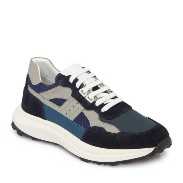 Lacivert Hakiki Süet Deri Erkek Sneaker - E24I1AY56736-D44 - 2