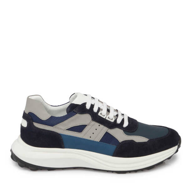 Lacivert Hakiki Süet Deri Erkek Sneaker - E24I1AY56736-D44 - 1