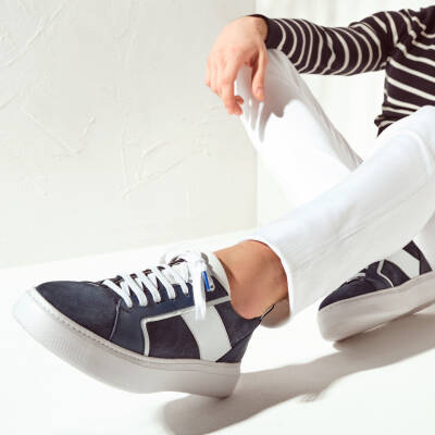 Lacivert Süet Deri Erkek Sneaker - E24I1AY56817-D44 