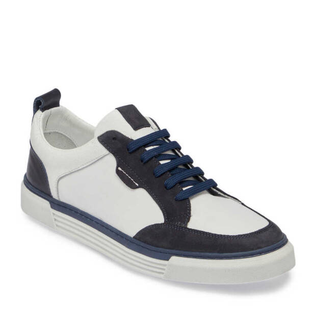 Lacivert Hakiki Süet Deri Erkek Sneaker - E24I1AY56853-D44 - 2