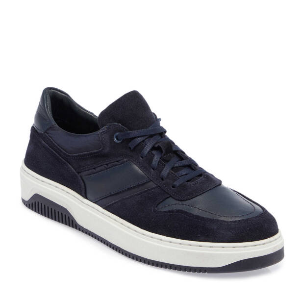 Lacivert Hakiki Süet Deri Erkek Sneaker - E24I1AY56901-W32 - 2