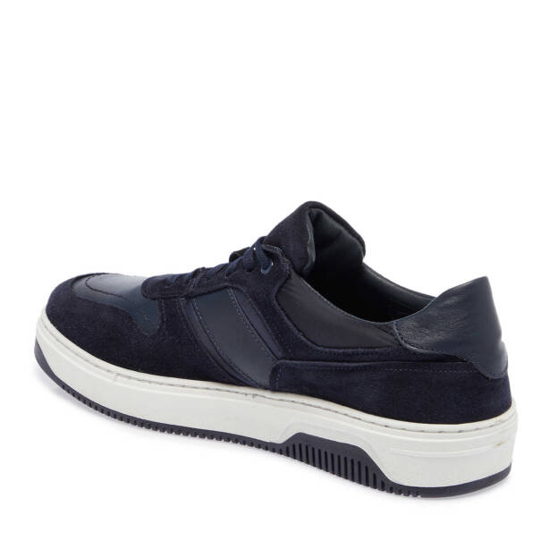 Lacivert Hakiki Süet Deri Erkek Sneaker - E24I1AY56901-W32 - 3