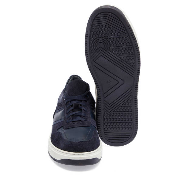 Lacivert Hakiki Süet Deri Erkek Sneaker - E24I1AY56901-W32 - 4