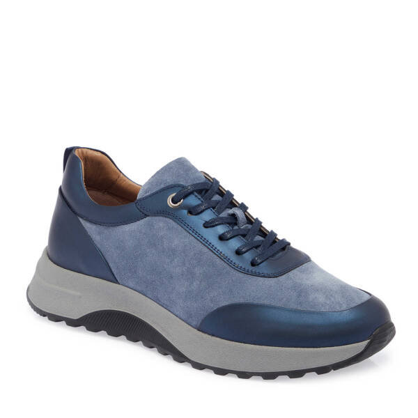 Lacivert Hakiki Süet Deri Erkek Sneaker - E24I1AY56914-F51 - 2
