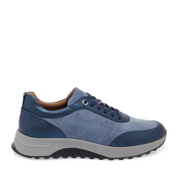 Lacivert Hakiki Süet Deri Erkek Sneaker - E24I1AY56914-F51 - 1