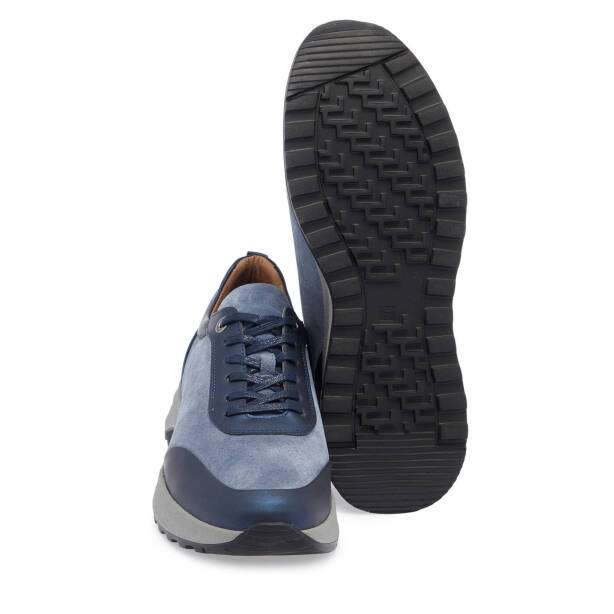Lacivert Hakiki Süet Deri Erkek Sneaker - E24I1AY56914-F51 - 4