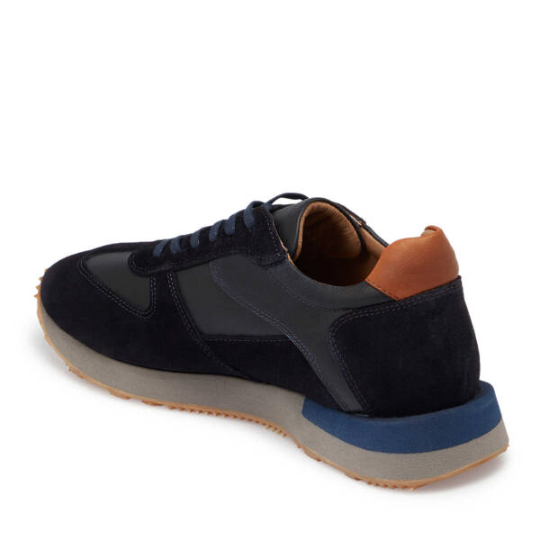 Lacivert Hakiki Süet Deri Erkek Sneaker - E24I1AY56915-W32 - 3
