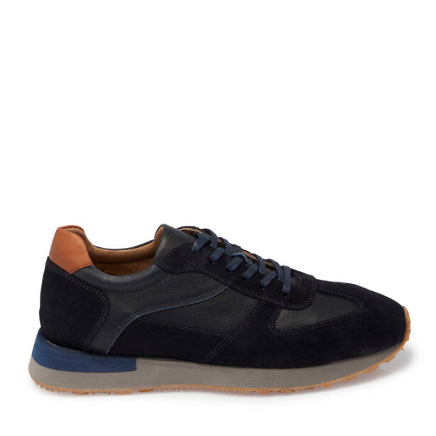 Lacivert Hakiki Süet Deri Erkek Sneaker - E24I1AY56915-W32 