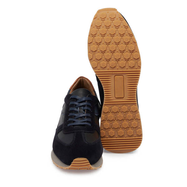 Lacivert Hakiki Süet Deri Erkek Sneaker - E24I1AY56915-W32 - 4