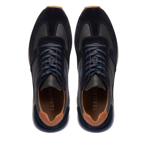 Lacivert Hakiki Süet Deri Erkek Sneaker - E24I1AY56915-W32 - 5